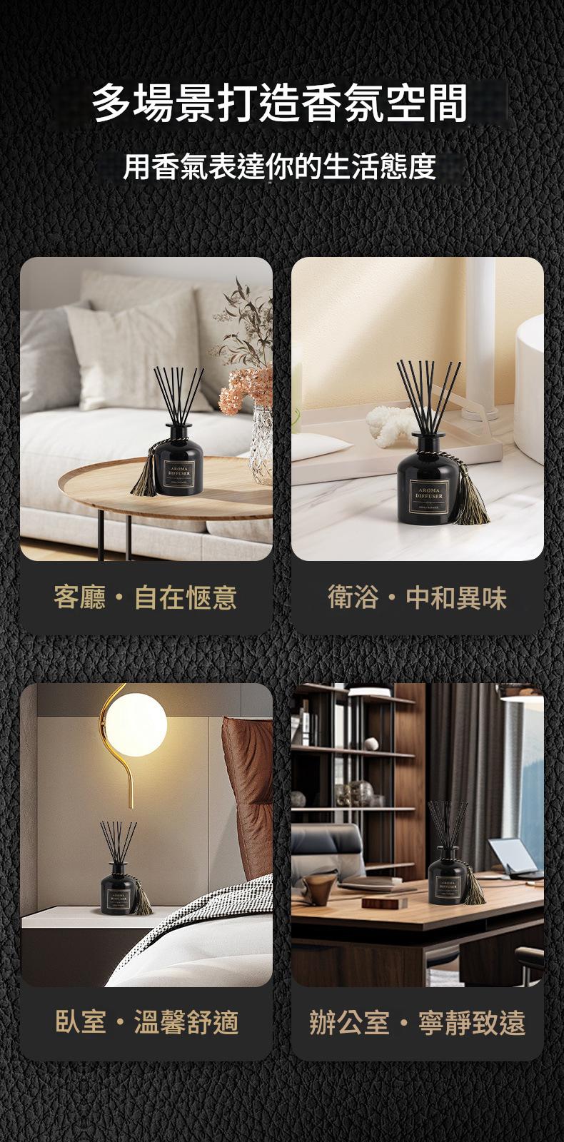 Advertisement for diffusers with various usage scenarios in a home setting.