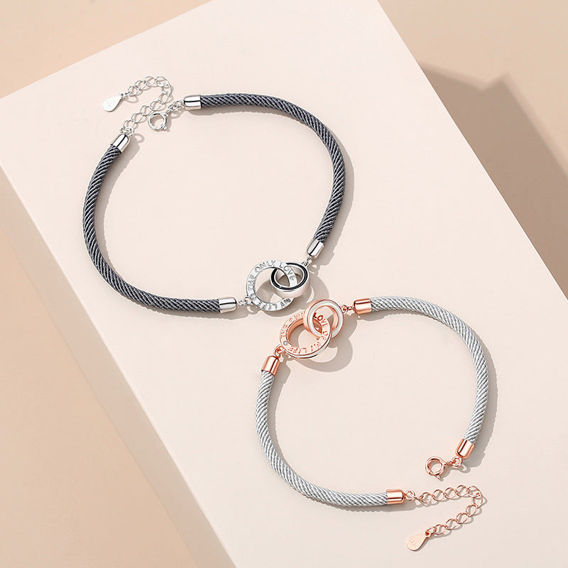 Mobius ring bracelets 1 pair 莫比烏斯環 S925純銀編織情侶手鏈 1對