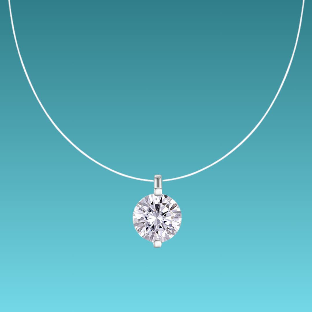 Diamond necklace on a teal background