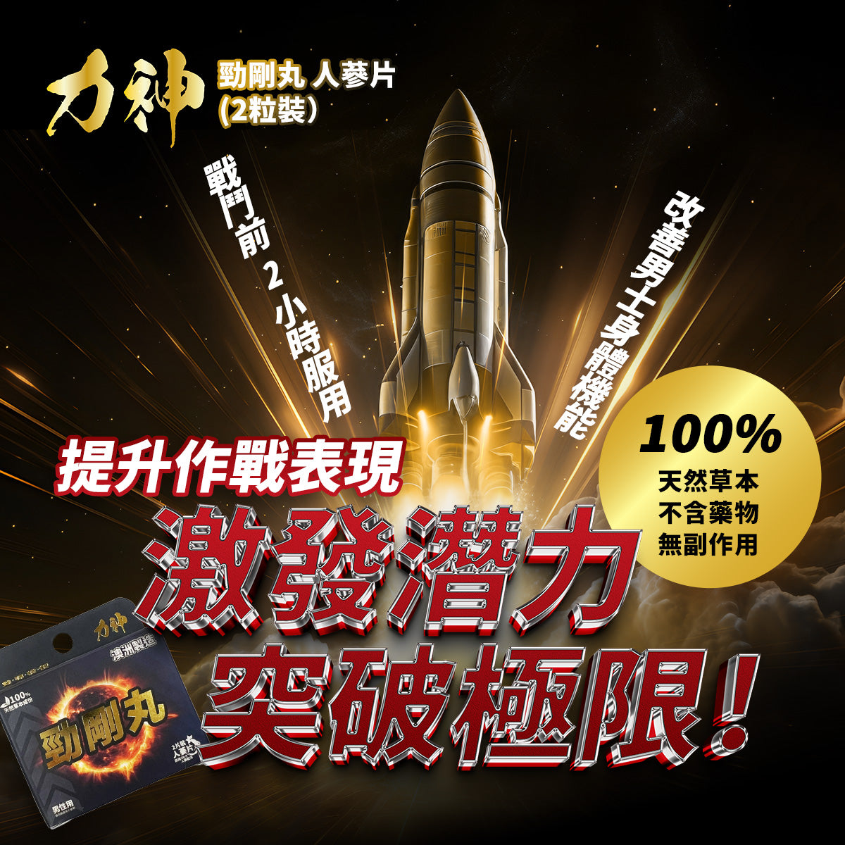 包順豐站 力神 (1盒裝)勁剛丸 SR-9人參配方 純天然不含西藥 男人必備 情趣慾望 提高能量 男性健康調理 健康補品 偉哥 動力丸 威而鋼相近功效 Strong Man Pills