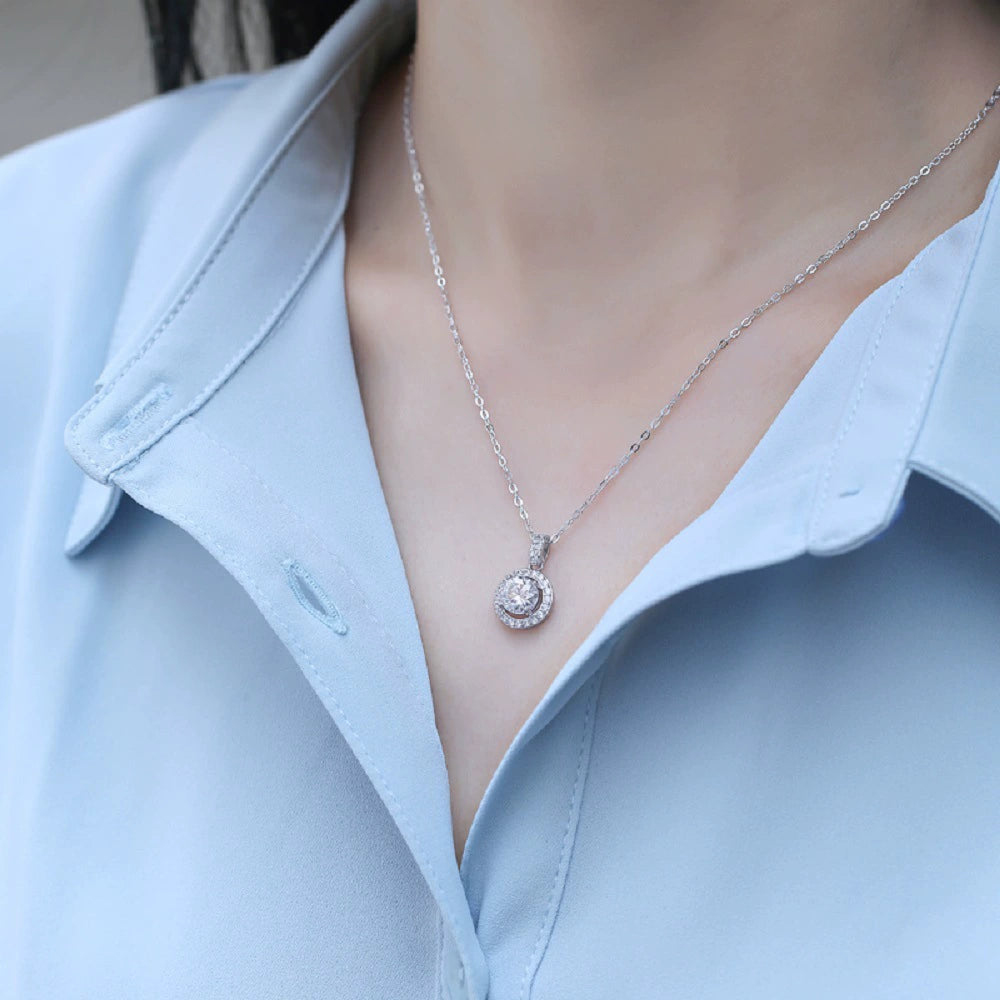 Aquafilo 5克拉925銀莫桑鑽石鎖骨鏈 5 Carat 925 Silver Moissanite diamond Collarbone Necklace-1029