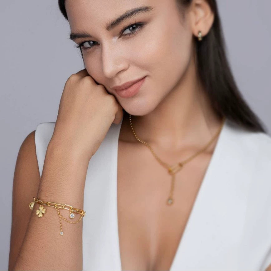 冷淡風925銀鑽石回形鏈條手鏈 Minimalist 925 Silver Chain diamond Bracelet-1017 Aquafilo