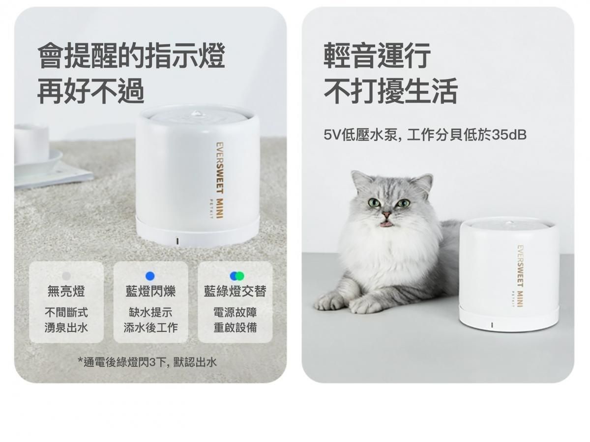 PETKIT - Eversweet 5 mini 陶瓷智能寵物飲水機 (帶電源線)-Aquafilo