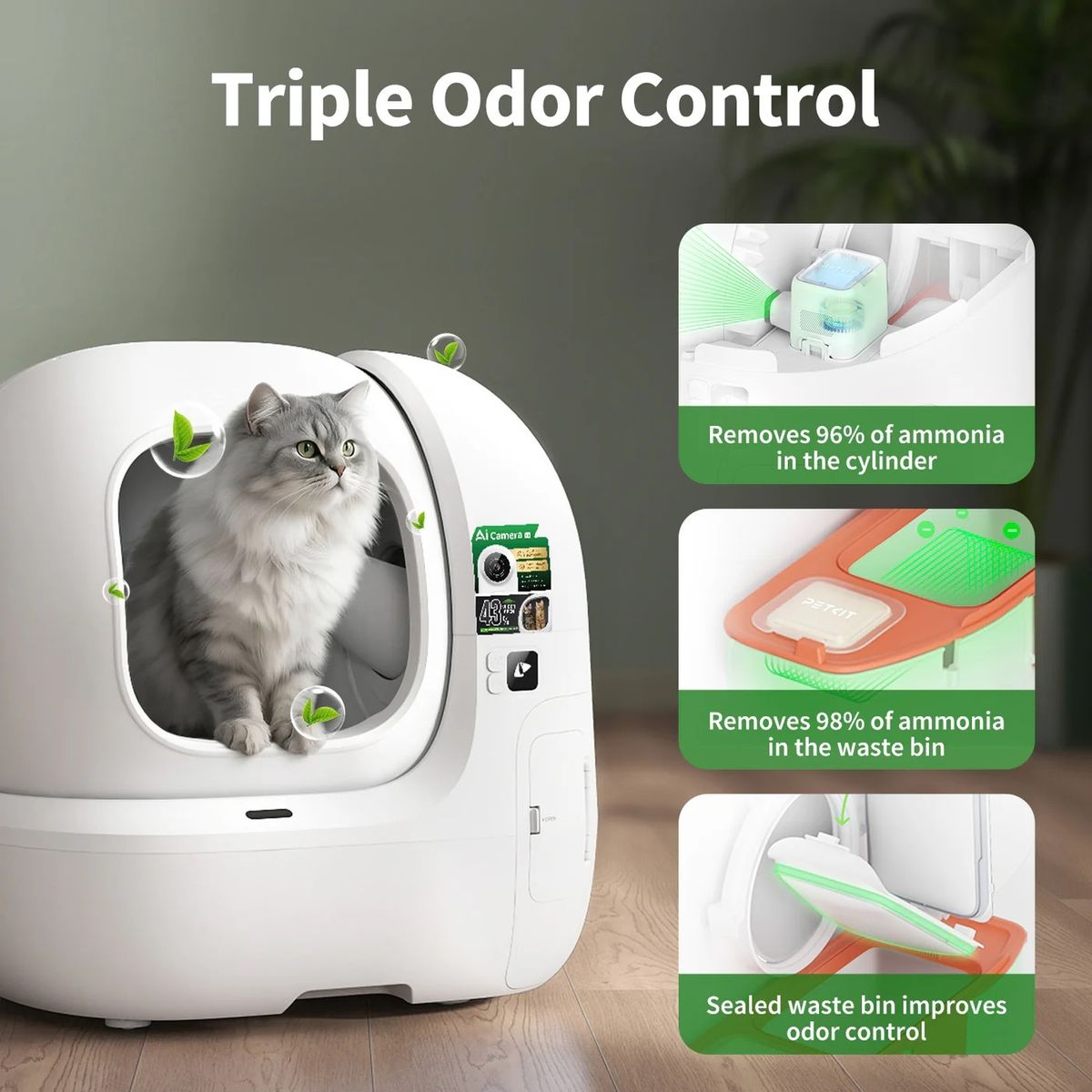 PETKIT 小佩 - PUROBOT MAX PRO 2 AI智能全⾃動貓廁所｜貓廁所｜智能貓廁所｜電動貓砂盆｜網絡攝影機｜監控｜寵物Cam｜IP Cam PETKIT - PUROBOT MAX PRO 2 Smart Automatic Cat Litter Box-Aquafilo