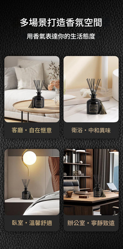 Advertisement for diffusers with various usage scenarios in a home setting.