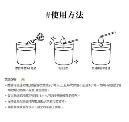 Instructions for using a candle with illustrations and text in Chinese