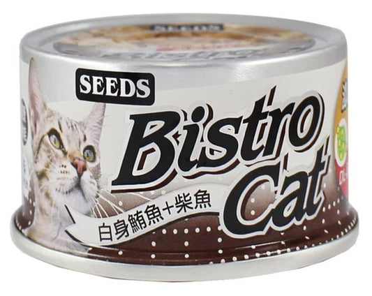 SEEDS - [Bistro Cat] 白身鮪魚+柴魚+蛋氨酸 (80g) 貓罐頭 26年最新批次  台灣銷量No.1 