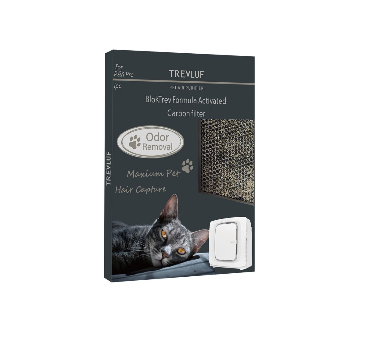 TREVLUF-PäK Pro Exclusive BlokTrev Activated Carbon Filter, 1-Pack TREVLUF - PäK Pro專⽤BlokTrev活性碳濾網 1片裝