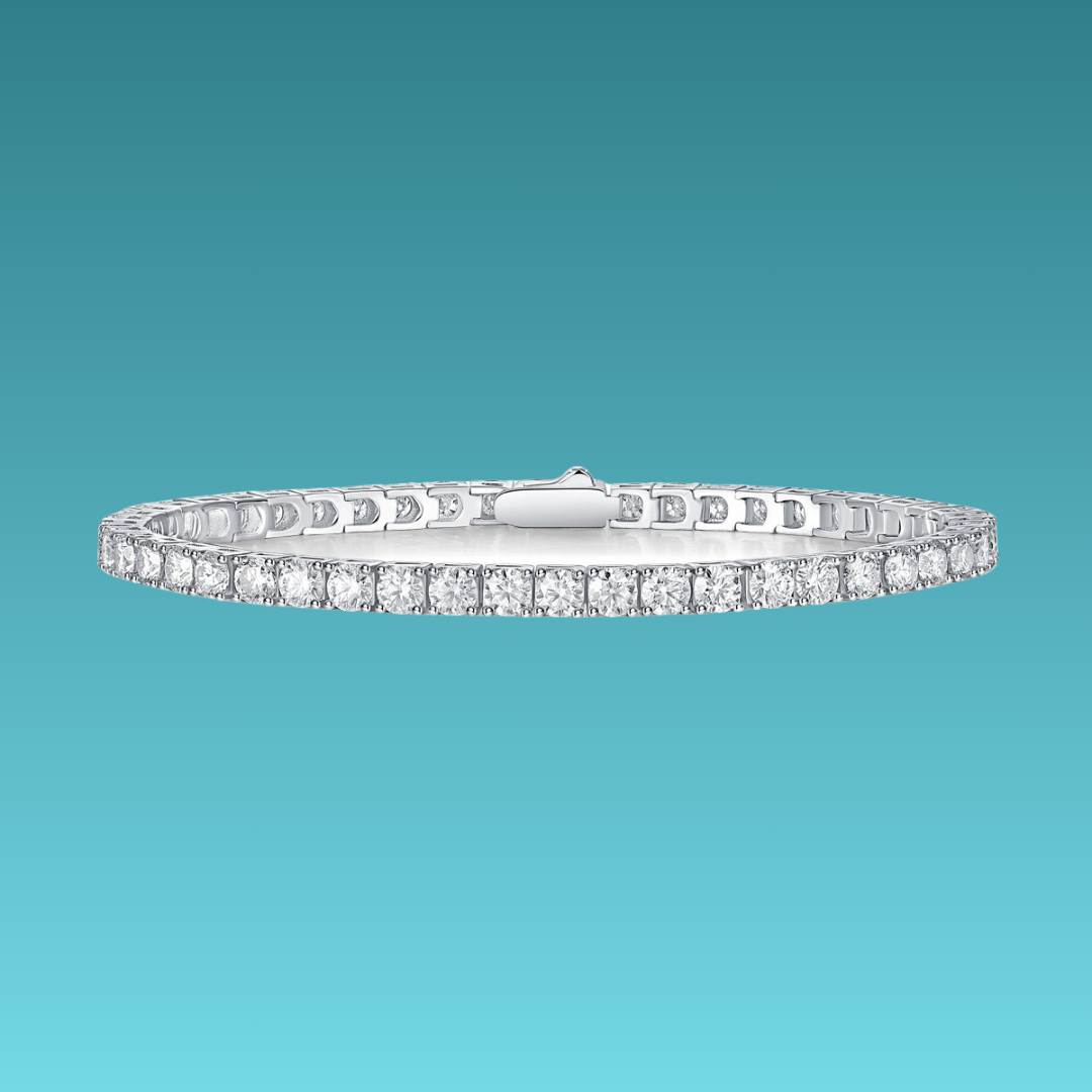 Diamond bracelet on a teal background