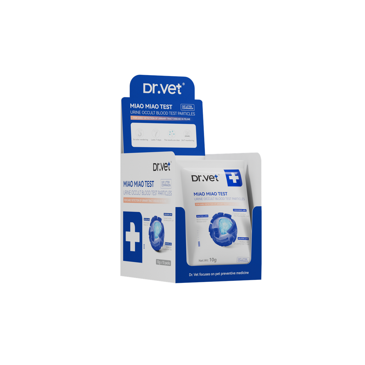 Dr. Vet – Miaomiao Test Cat Urine Occult Blood 3-Second Test Granules, 10g Dr. Vet - 秒秒測 貓咪隱血尿液3秒檢測顆粒 10g-Aquafilo