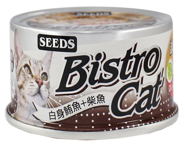 SEEDS - [Bistro Cat] 白身鮪魚+柴魚+蛋氨酸 (80g) 貓罐頭 26年最新批次  台灣銷量No.1 