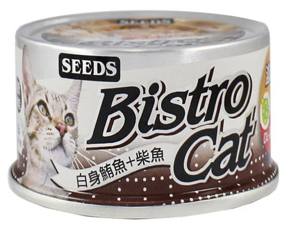 SEEDS - [Bistro Cat] 白身鮪魚+柴魚+蛋氨酸 (80g) 貓罐頭 26年最新批次  台灣銷量No.1 