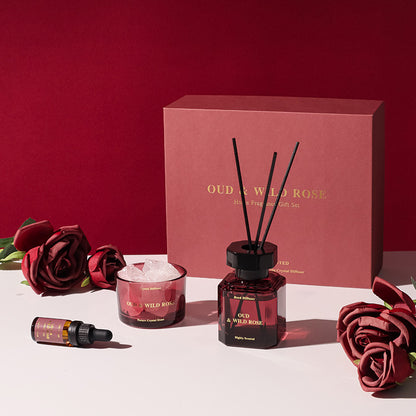 新年無火香薰晶石套裝禮盒（附精美手拎袋）禮物 New Year Reed Diffuser & Crystal Gift Set (With Exquisite Tote Bag)