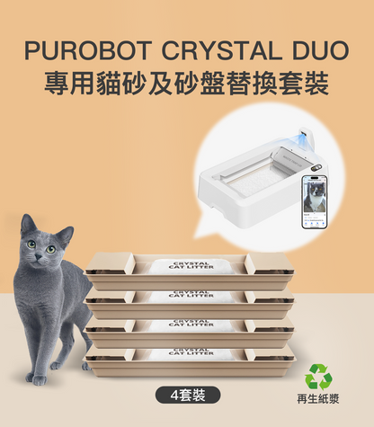PETKIT PUROBOT CRYSTAL DUO Exclusive Cat Litter & Litter Tray Replacement Set – Pack of 4 PETKIT - PUROBOT CRYSTAL DUO專用貓砂及砂盤替換套裝 - 4個裝-Aquafilo