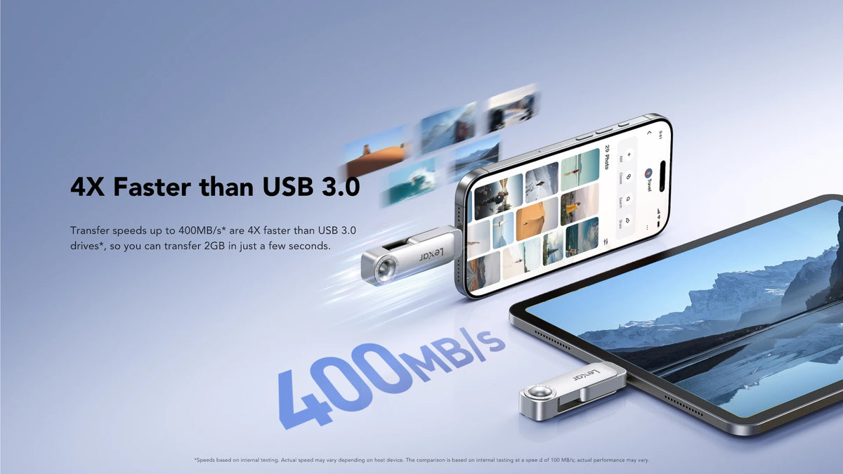 Lexar® JumpDrive® Solid State Dual Drive D50E USB 3.2 Gen 1 Type-C (5-year limited warranty, 400MB/s max read, 400MB/s max write)