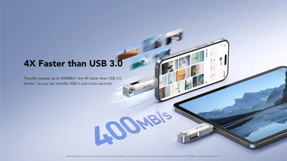 Lexar® JumpDrive® Solid State Dual Drive D50E USB 3.2 Gen 1 Type-C (5-year limited warranty, 400MB/s max read, 400MB/s max write)