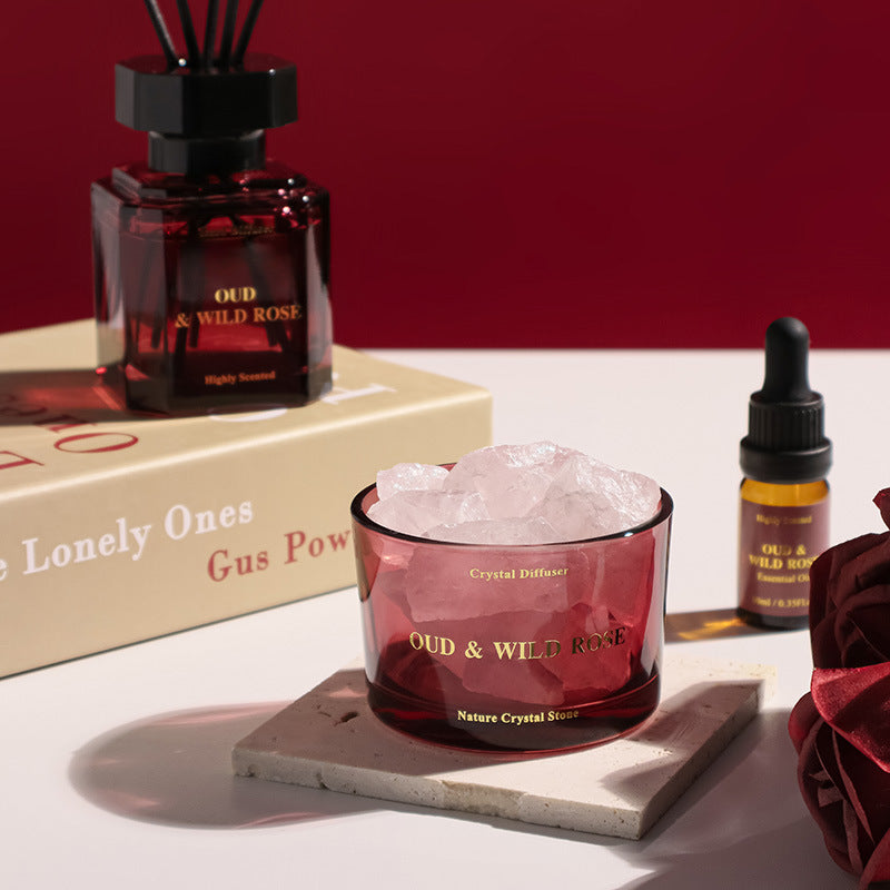 新年無火香薰晶石套裝禮盒（附精美手拎袋）禮物 New Year Reed Diffuser & Crystal Gift Set (With Exquisite Tote Bag)
