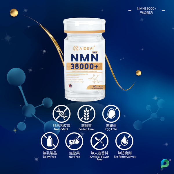 美國製造 假1賠10 AIDEVI - NMN38000+ 抗衰全逆齡 升級配方強效版 90粒 99.9%高純度 NMN38000+ Anti-aging Full-reversal Upgraded Formula Strong Version 90 Tablets 99.9% High Purity