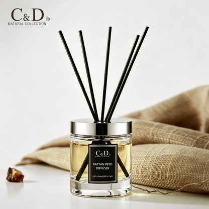 Luxury Hotel Scent Reed Diffuser | Long Lasting Indoor Fragrance 五星酒店香氛 200ml大容量無火香薰 藤條擴香 家用持久留香擺件 臥室衛浴高級香氛-Aquafilo