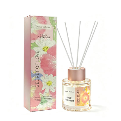 Fresh Floral Series Alcohol-Free Oil-Based Reed Diffuser, 50ml Crystal Glass Bottle, Long Lasting Home Aroma Ornament 清新花語植物精油擴香薰 水晶玻璃瓶油性香薰 50ml 持久擴香居家擺設-Aquafilo