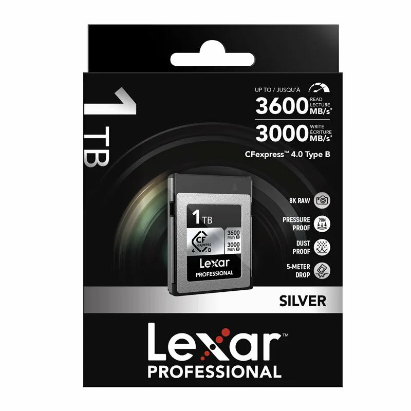 Lexar Professional "SILVER" CFexpress™ 4.0 Type B Card 1TB (up to 3600MB/s read, 3000MB/s write *2600MB/s sustained write*)-Aquafilo