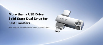 Lexar® JumpDrive® Solid State Dual Drive D50E USB 3.2 Gen 1 Type-C (5-year limited warranty, 400MB/s max read, 400MB/s max write)