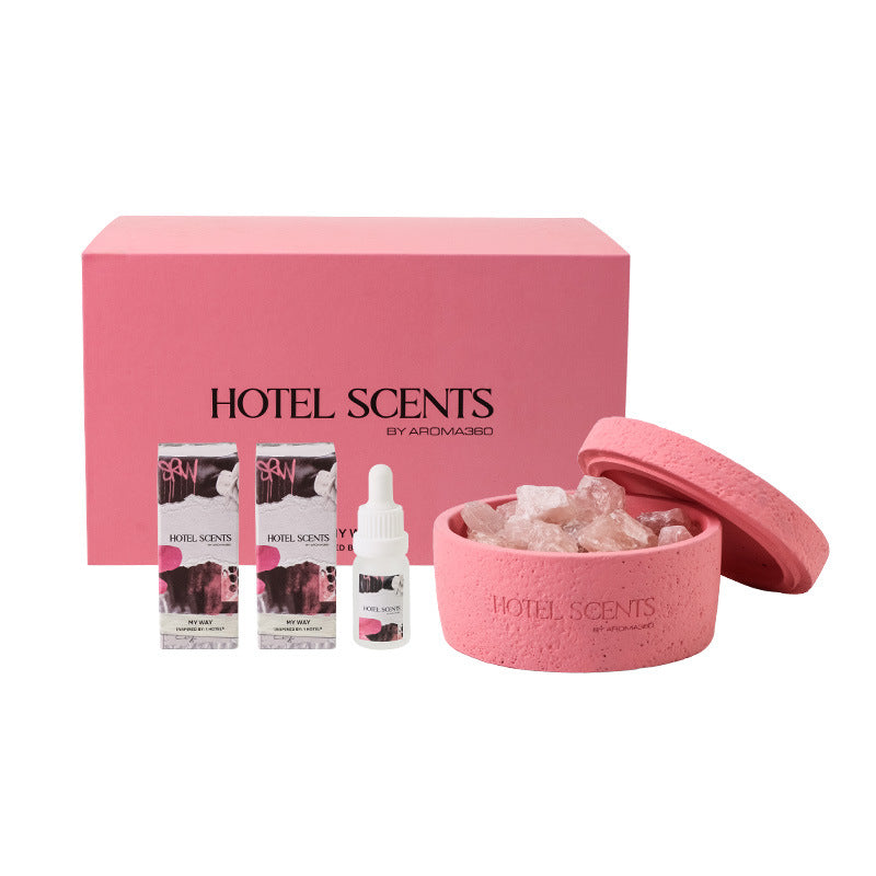 5-Star Hotel Scent Crystal Diffuser Gift Box, Industrial Matte Cement Scent Stone, 600g Large Capacity Home Aroma Therapy 五星級飯店香氛晶石禮盒 工業風磨砂水泥擴香石 大容量 600g 居家療癒香薰-Aquafilo