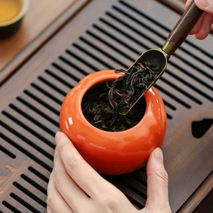 柿柿如意柿子罐 茶葉罐 擺件陶瓷罐子 伴手禮 手信 新年禮物 Persimmon-shaped Tea Canister Ceramic Jar Decoration Souvenir, Gift, New Year Present