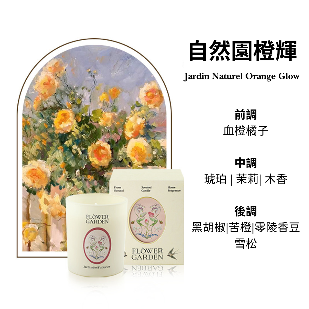 Flower garden-themed product with floral illustration and text on a white background