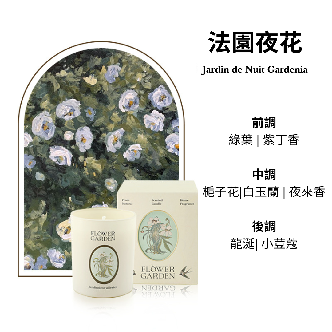 Flower garden-themed product with floral design and text on a white background