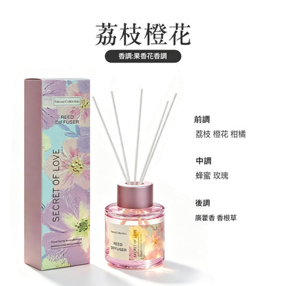 Fresh Floral Series Alcohol-Free Oil-Based Reed Diffuser, 50ml Crystal Glass Bottle, Long Lasting Home Aroma Ornament 清新花語植物精油擴香薰 水晶玻璃瓶油性香薰 50ml 持久擴香居家擺設-Aquafilo