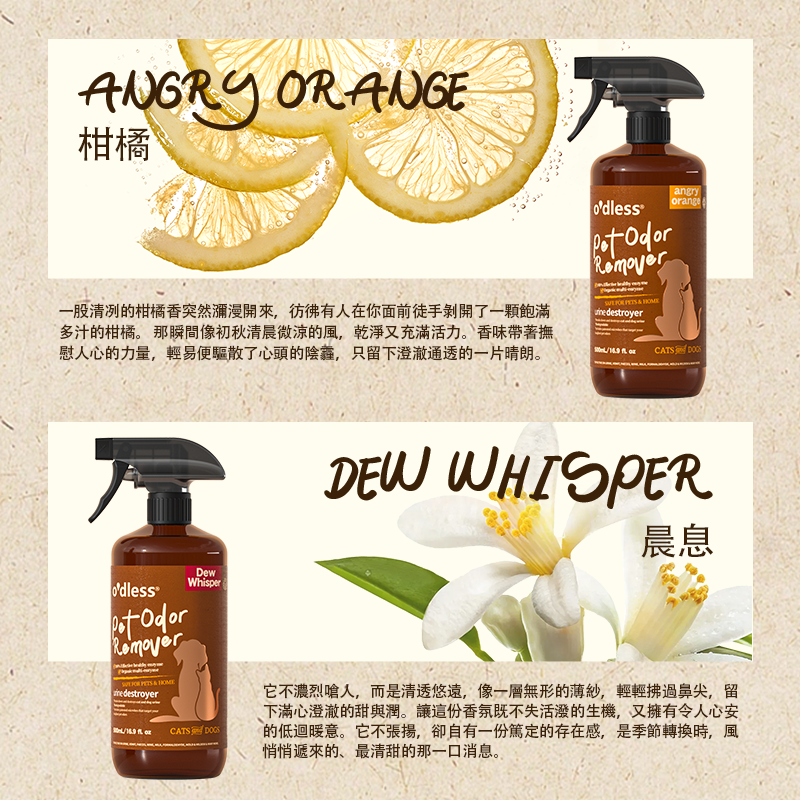 Pet Odor Remover (Angry Orange) 500ml O'dless 寵物免洗消臭劑 (柑橘) 