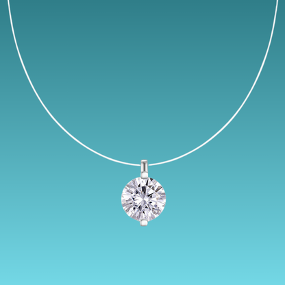 Diamond necklace on a teal background
