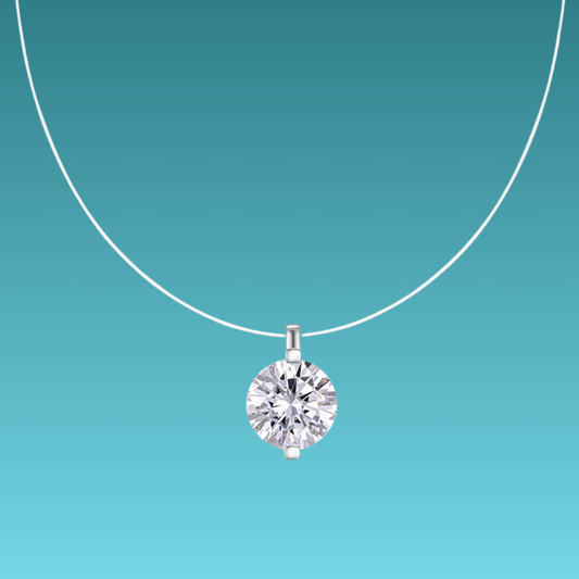 Diamond necklace on a teal background