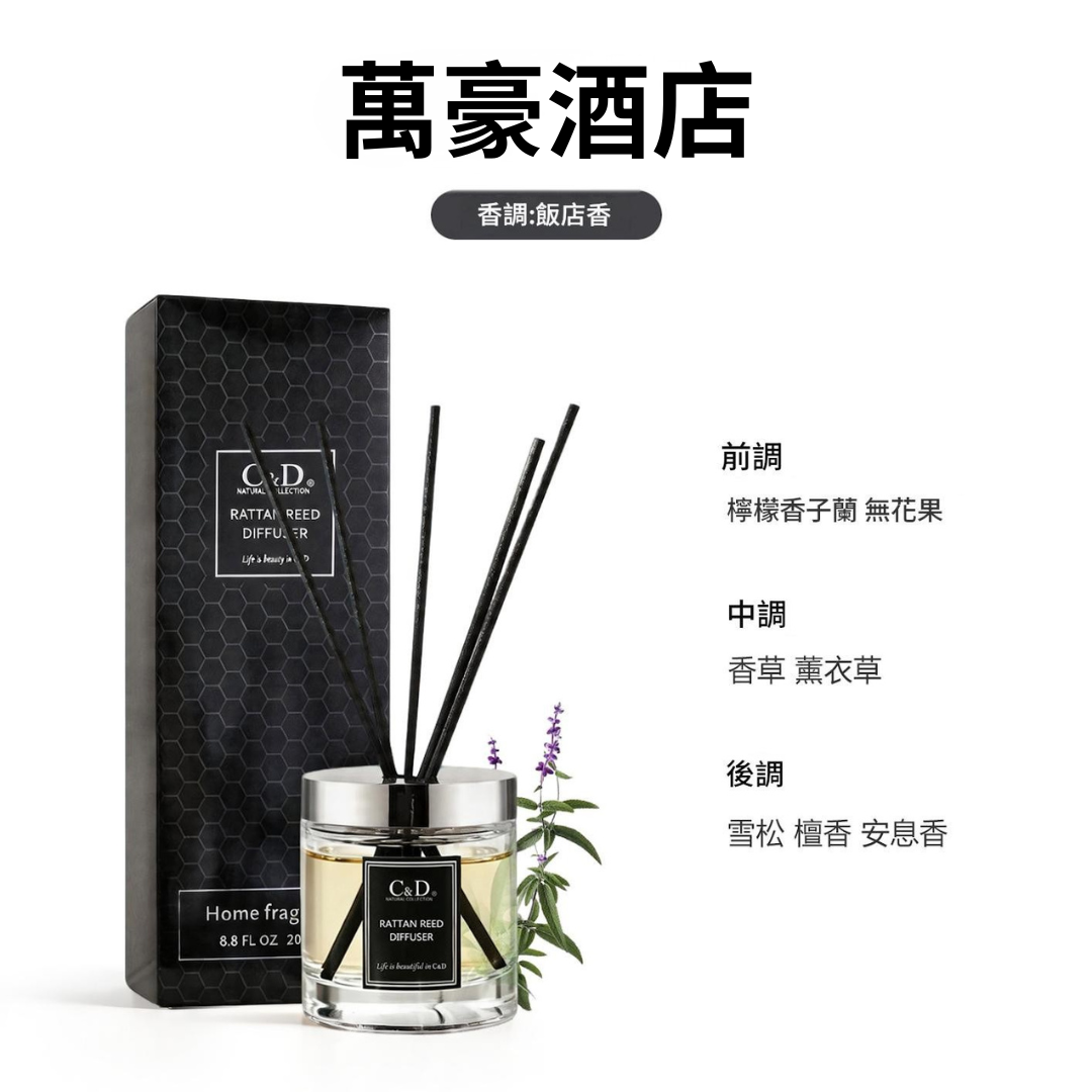 Luxury Hotel Scent Reed Diffuser | Long Lasting Indoor Fragrance 五星酒店香氛 200ml大容量無火香薰 藤條擴香 家用持久留香擺件 臥室衛浴高級香氛-Aquafilo