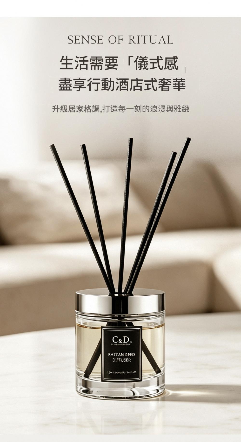 Luxury Hotel Scent Reed Diffuser | Long Lasting Indoor Fragrance 五星酒店香氛 200ml大容量無火香薰 藤條擴香 家用持久留香擺件 臥室衛浴高級香氛-Aquafilo
