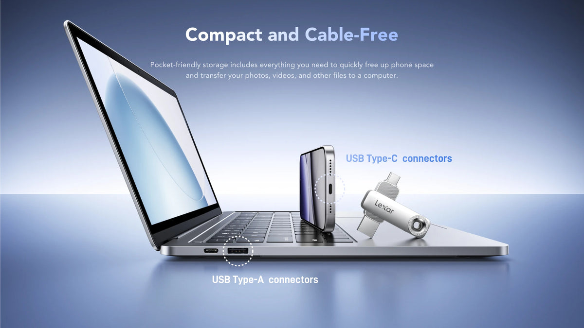 Lexar® JumpDrive® Solid State Dual Drive D50E USB 3.2 Gen 1 Type-C (5-year limited warranty, 400MB/s max read, 400MB/s max write)