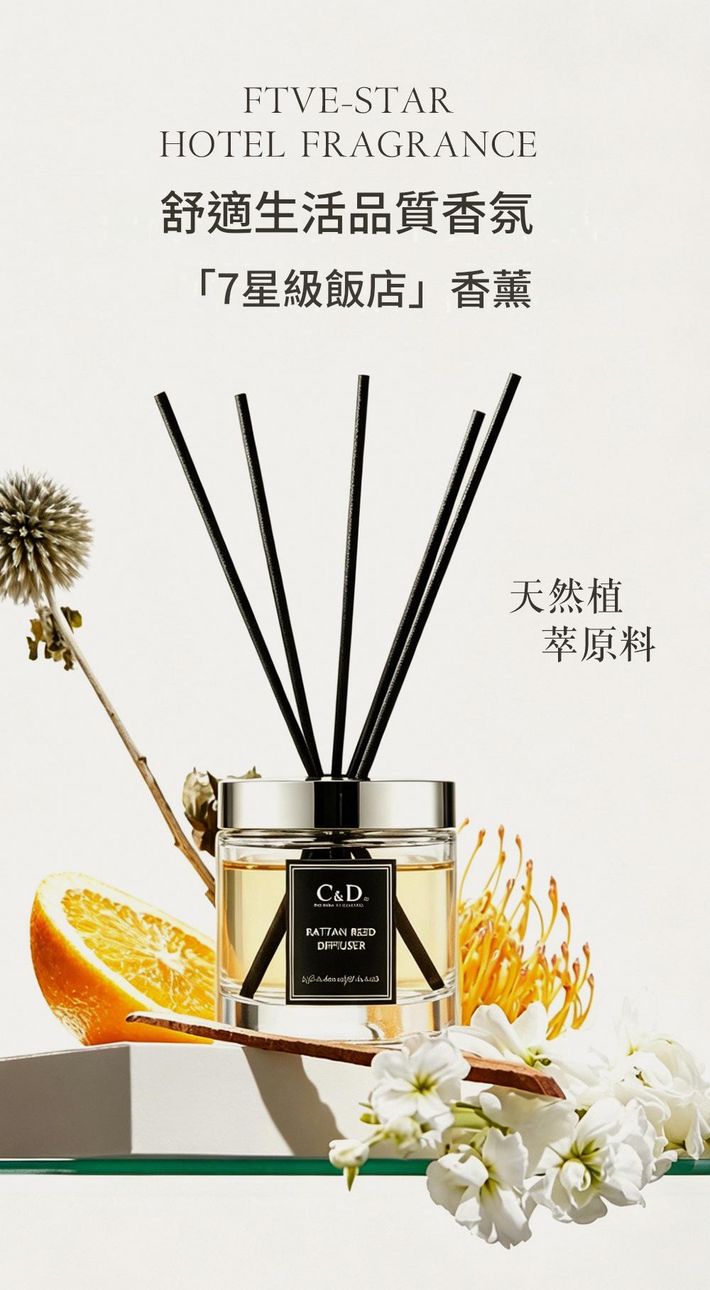 Luxury Hotel Scent Reed Diffuser | Long Lasting Indoor Fragrance 五星酒店香氛 200ml大容量無火香薰 藤條擴香 家用持久留香擺件 臥室衛浴高級香氛-Aquafilo