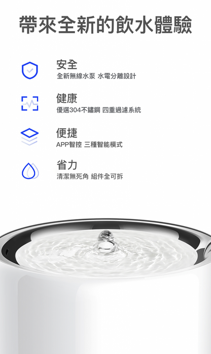 PETKIT - Eversweet 3 Pro 第6代寵物智能無線水泵飲水機 SUS 304 (帶電源線)-Aquafilo