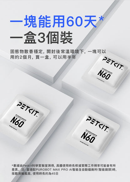 PETKIT N60 Odor Removal Cubes, Pack of 3 (For Purobot Series Cat Litter Box) PETKIT N60除臭方塊3個裝(Purobot 系列貓廁所專用)-Aquafilo