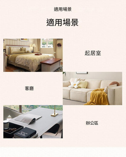 Room usage scenarios with furniture and decor elements.