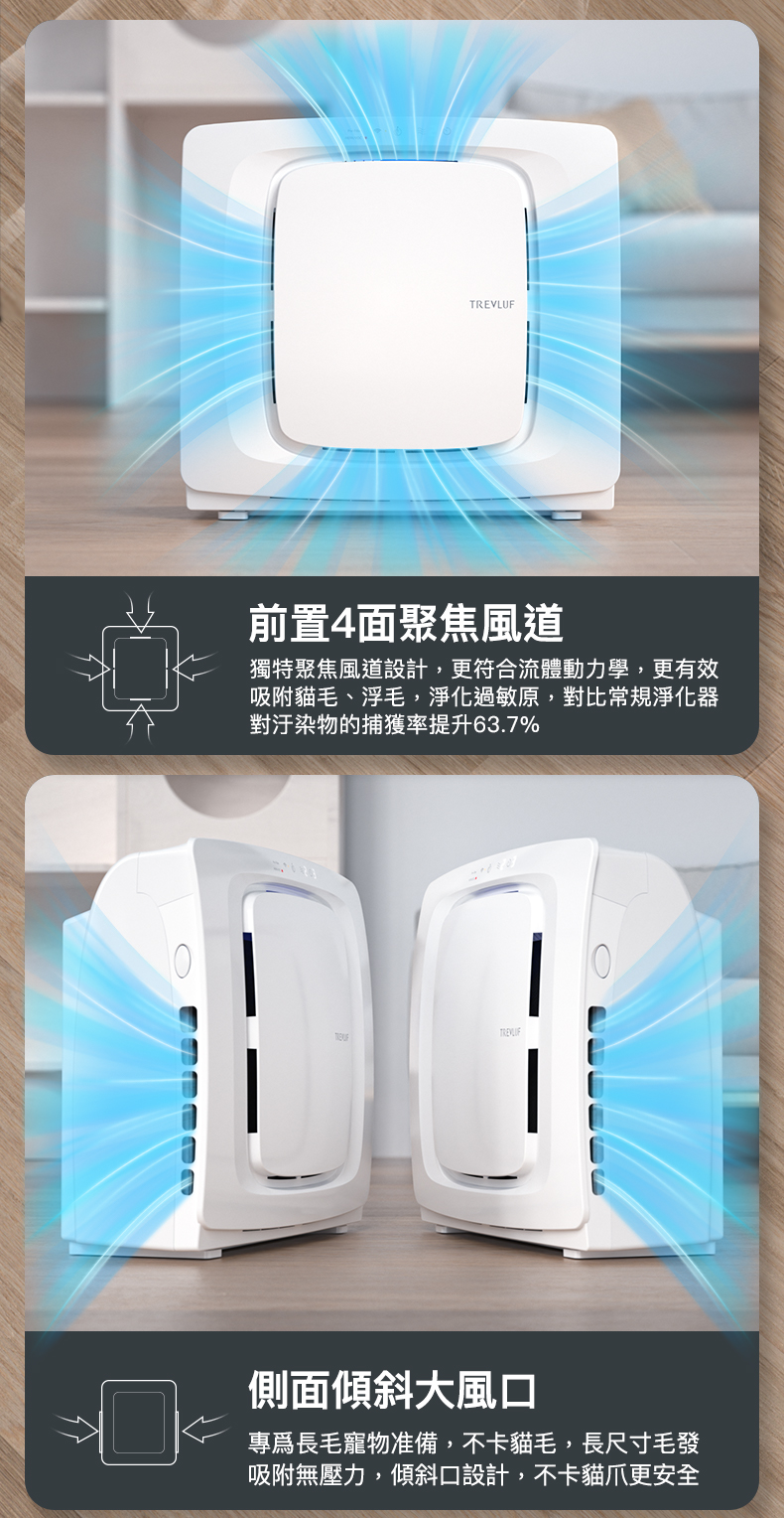 TREVLUF‑PäK Powerful Pet‑Hair Suction Smart Air Purifier Genuine licensed product | 2‑year warranty TREVLUF - PäK 強力吸毛智能空氣淨化機 原裝行貨 | 兩年保養-Aquafilo