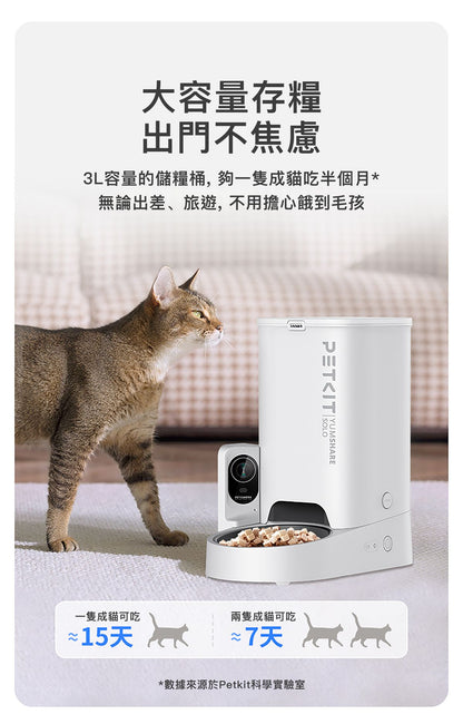 PETKIT - Yumshare SOLO 智能鏡頭餵食器 P571｜寵物餵食器｜餵食機｜IP鏡頭｜寵物監控鏡頭｜貓狗可用