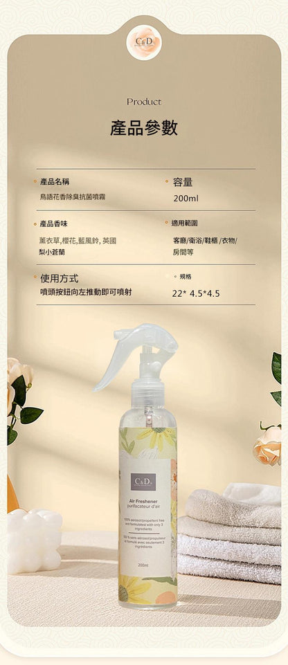 鳥語花香除臭抗菌噴霧 Fragrance & Freshness Deodorizing Antibacterial Spray