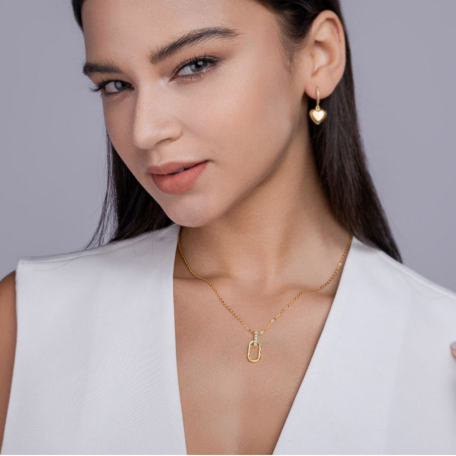 法式優雅 U型叠戴925銀鑽石鎖骨鏈 French Elegance U-Shaped Layered 925 Silver diamond Collarbone Chain-1013 Aquafilo