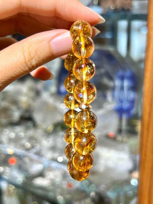 天然黃塔晶招財手鍊大顆粒 💎✨ Natural Citrine Tiger Eye Stone Bracelet💛💰