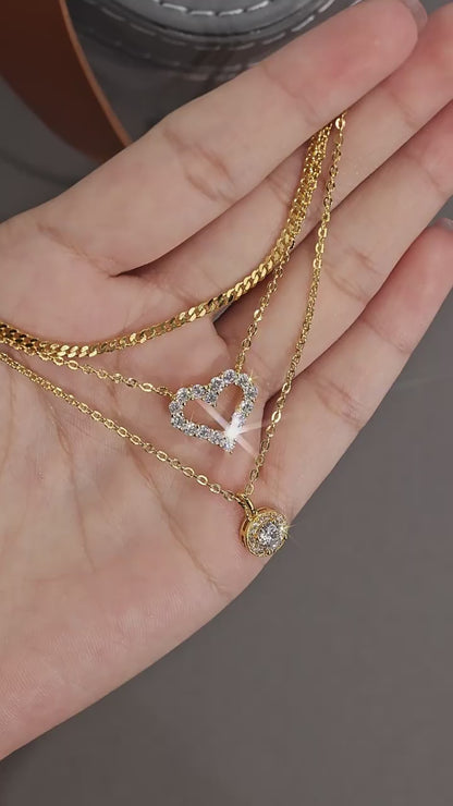 Aquafilo Autumn Luxe Silver Moissanite Layering Necklace